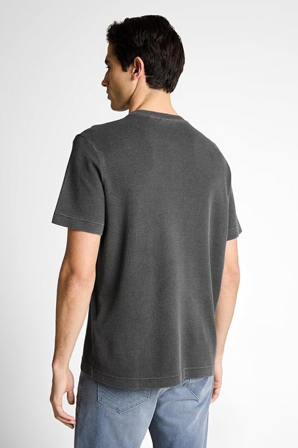 Embossed Henley-neck T-shirt