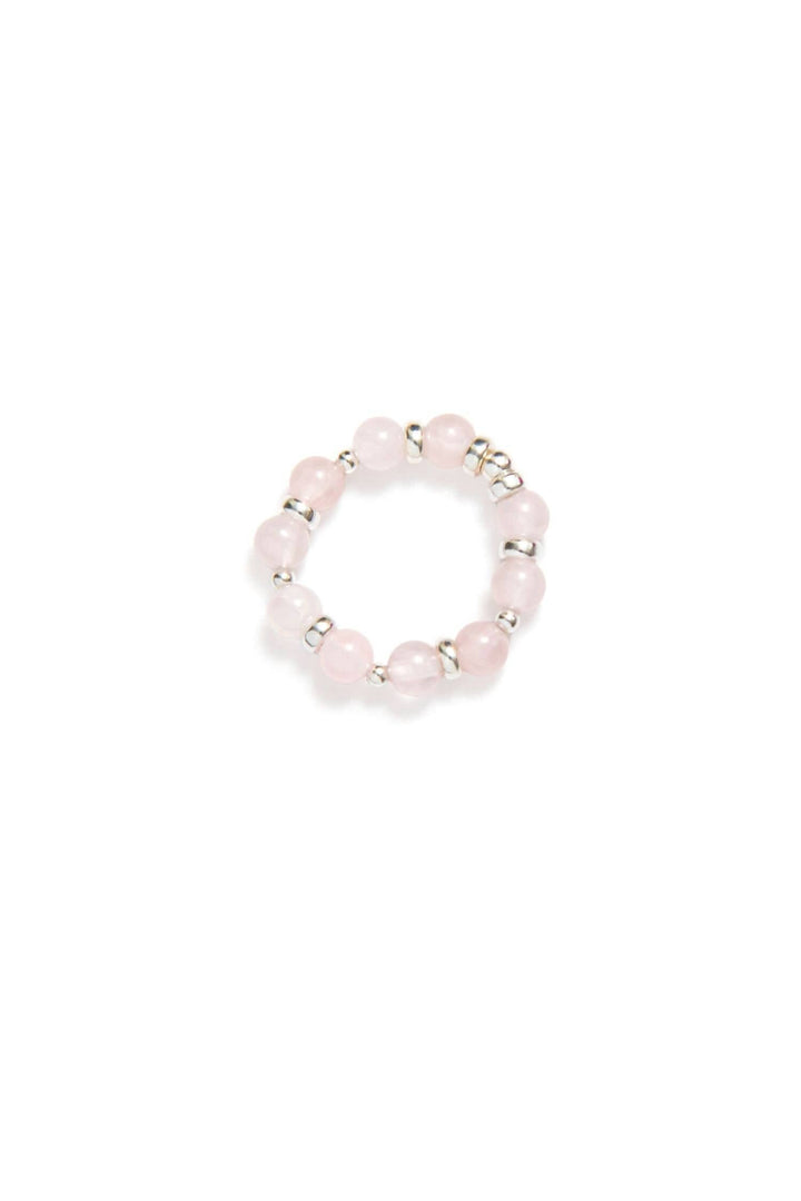 Bague élastique Be Bubbly de la Collection Héritage avec perles de quartz rose et argent sterling.