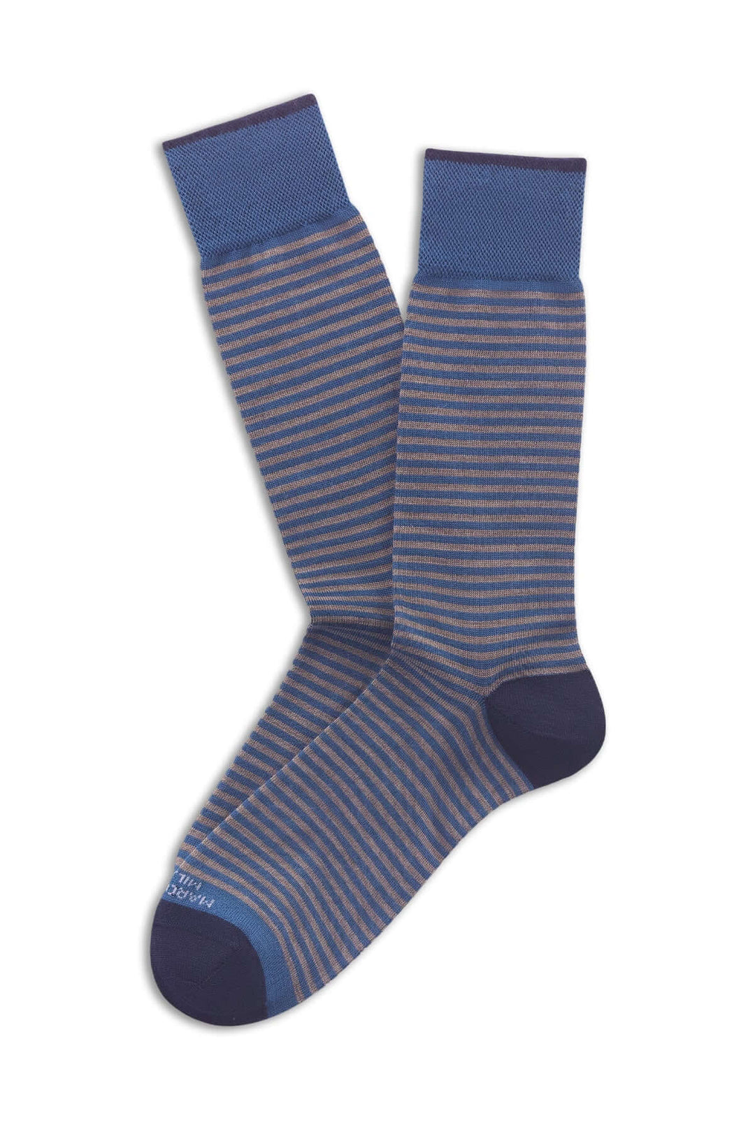Bas à fines rayures horizontalement en bleu, élégant et confortable, parfait pour tenues quotidiennes et professionnelles.