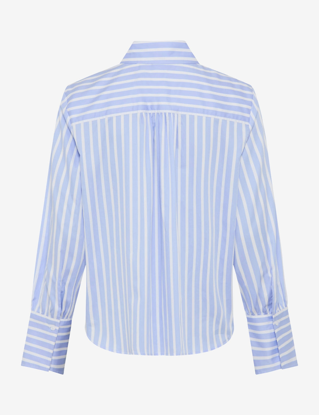 Blouse à rayures classique VICA vue arrière, manches longues, motif à rayures bleues et blanches, col classique, confortable et élégant.