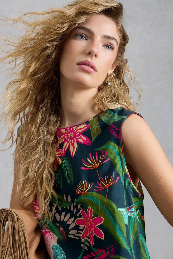 Matilda Flowy Camisole with Tropical Print