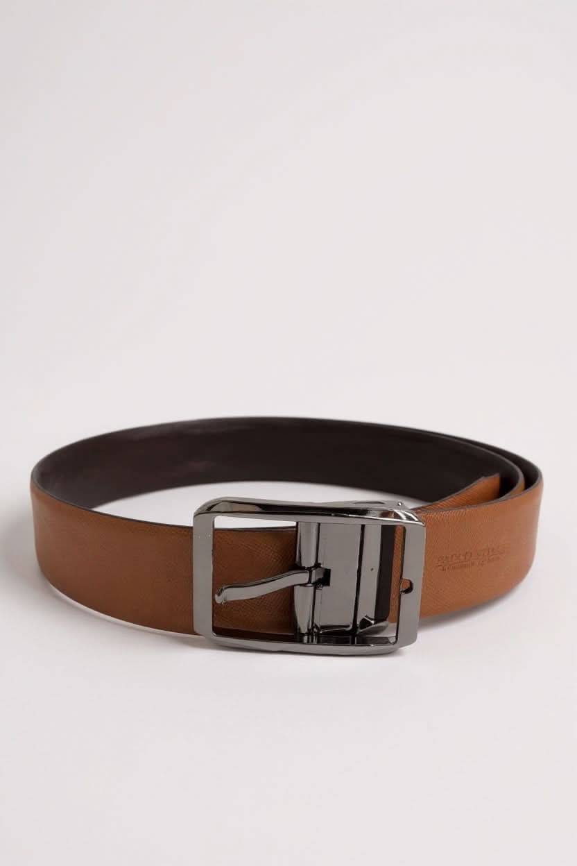 Ceinture réversible en cuir italien avec boucle métallique graphite élégante