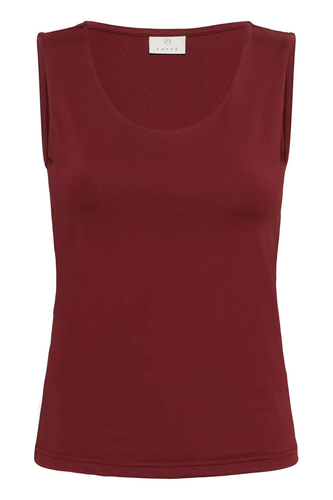 Débardeur bordeaux en tissu doux avec coupe ajustée et encolure dégagée, idéal pour un look chic et confortable en toutes occasions.