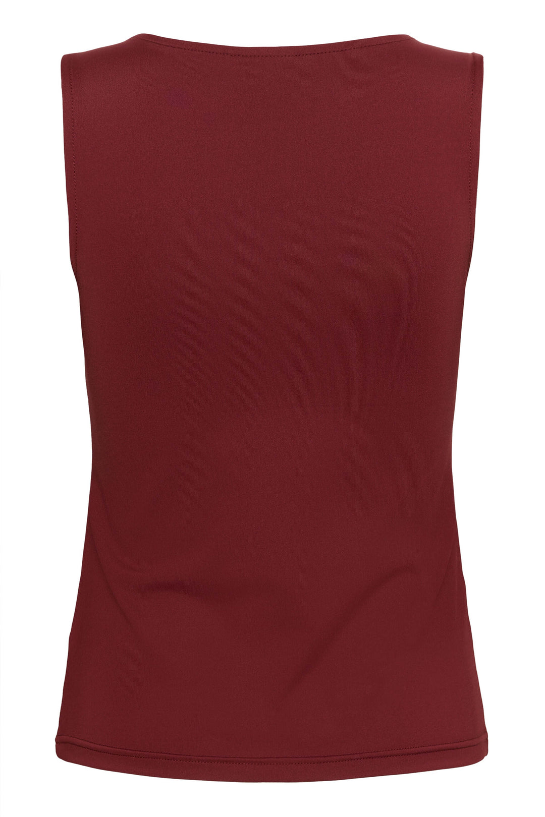 Vue arrière du Chandail Arina manches courtes à encolure chaîne décorative, couleur bordeaux, tissu doux et coupe droite élégante.