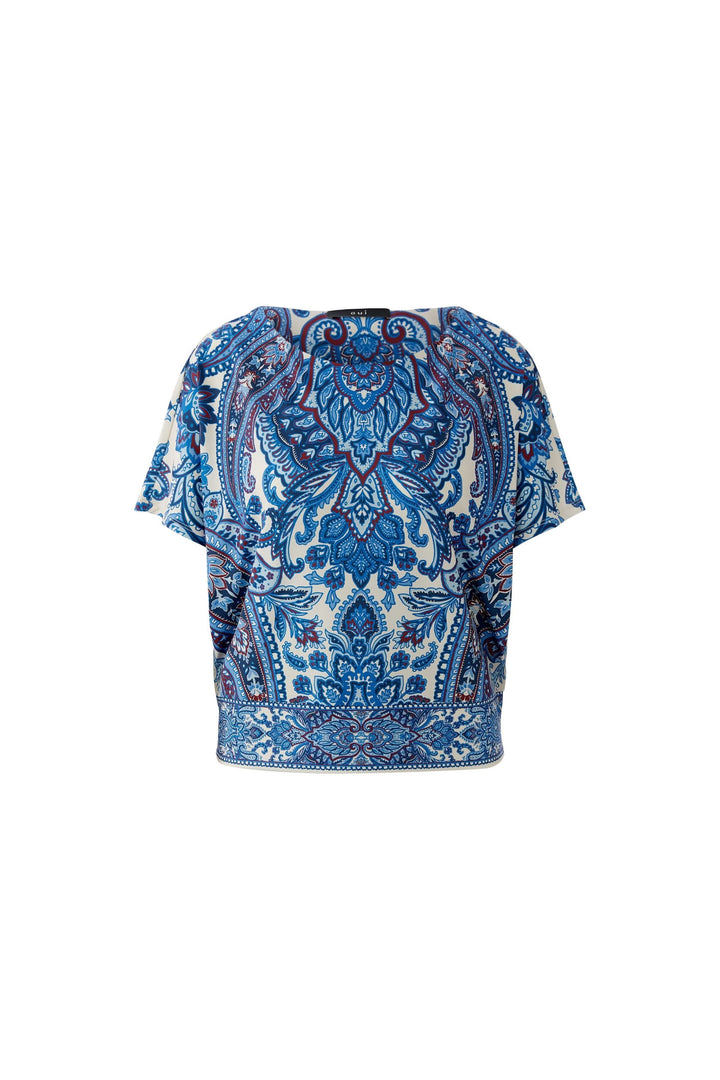 Chandail imprimé à manches courtes avec motif cachemire, confortable et polyvalent, idéal pour un look raffiné et décontracté.