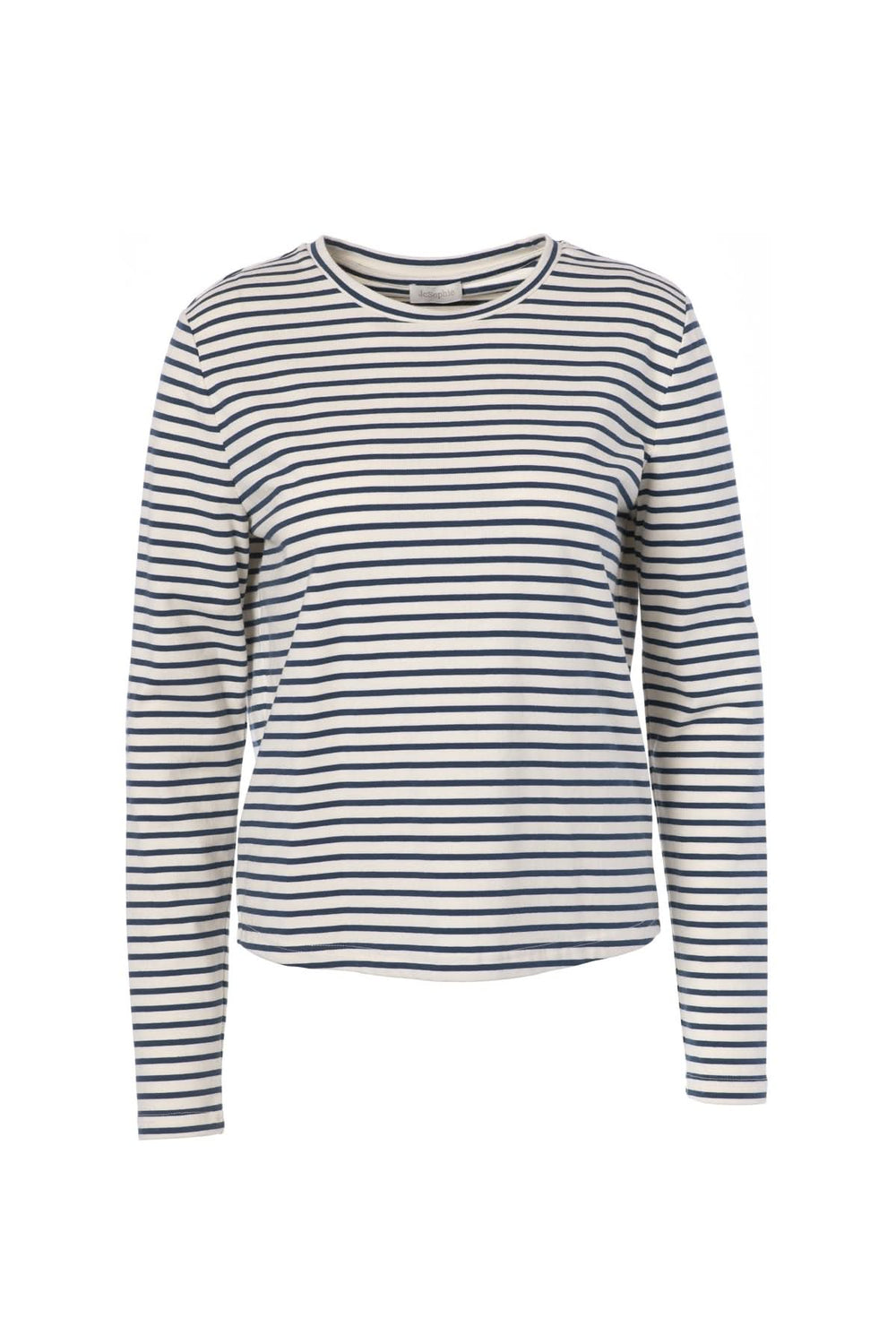 Chandail ligné à rayures marines, coupe ajustée confortable, idéal pour un style casual-chic, essentiel polyvalent pour toute occasion.