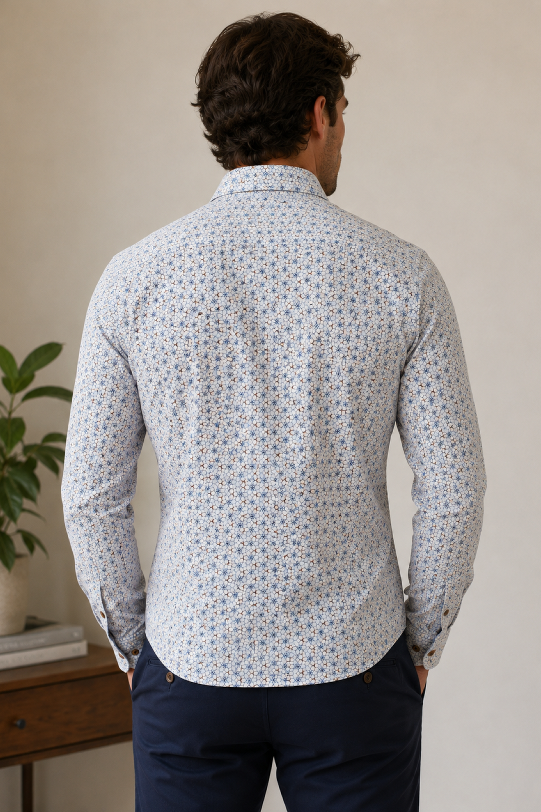 Floral mosaic print casual shirt