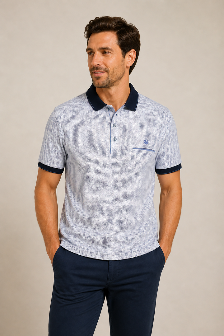 Textured short-sleeve polo shirt