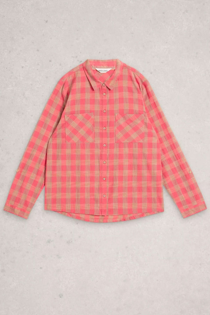 Chemise à col à carreaux Sophie, décontractée, tissu léger, motif à carreaux, col classique.