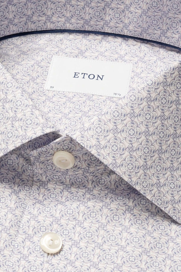 Chemise en sergé à motif géométrique subtil de la marque Eton, col et boutons élégants.