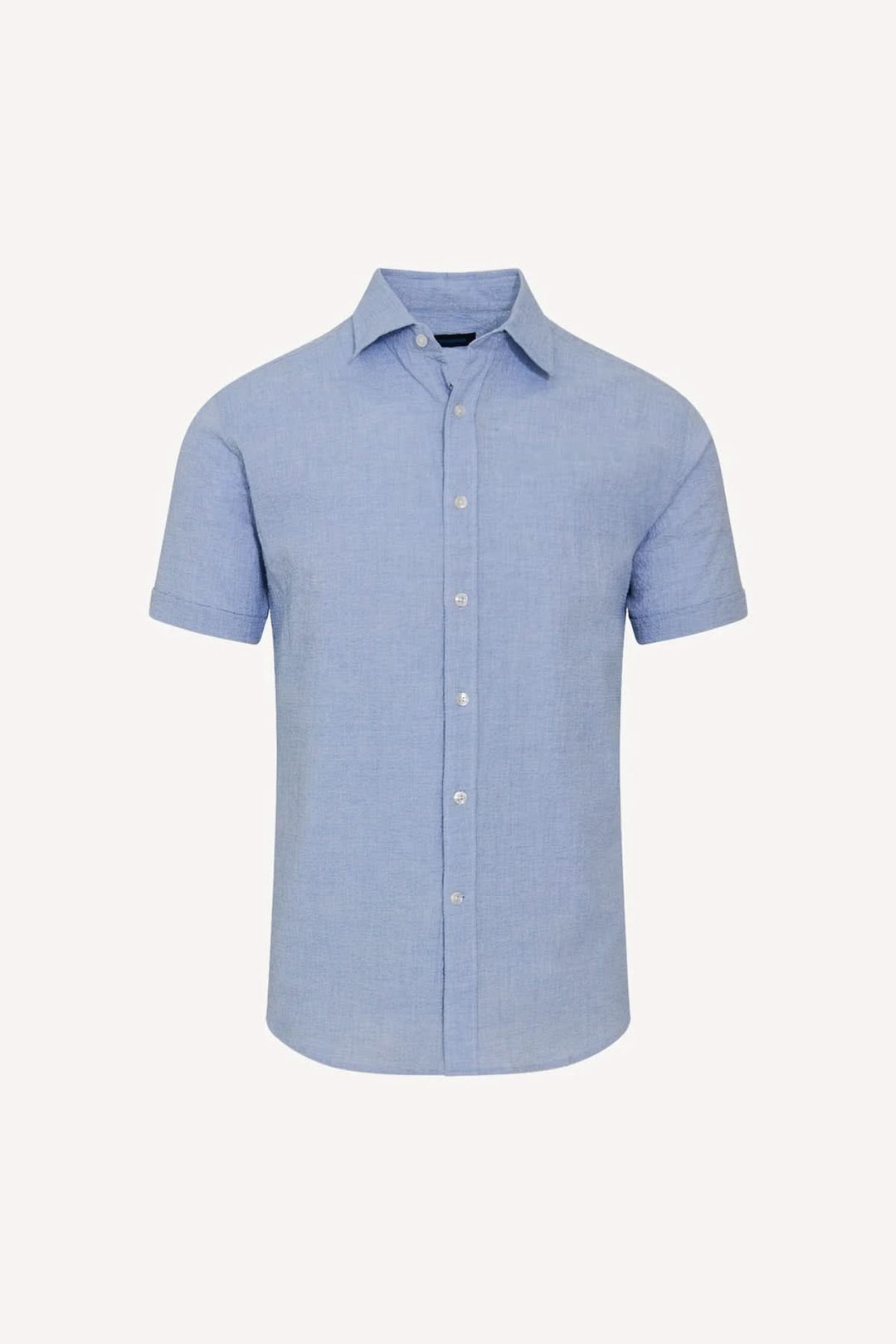 Short-sleeve shirt in stretch seersucker