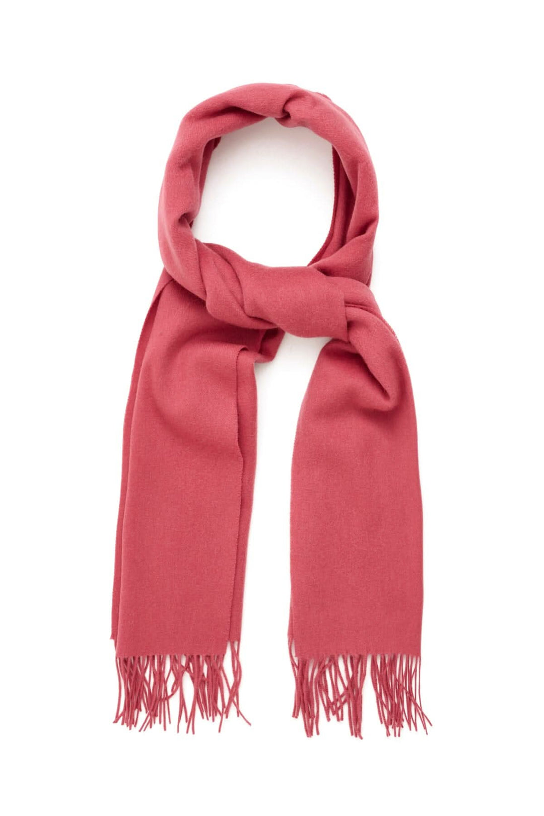 Foulard en laine rose avec franges, idéal pour ajouter de la couleur et de la chaleur à vos tenues d&