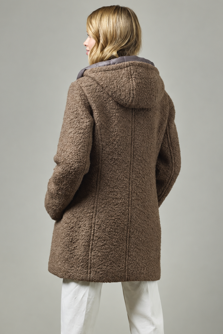 Bouclé hooded coat 