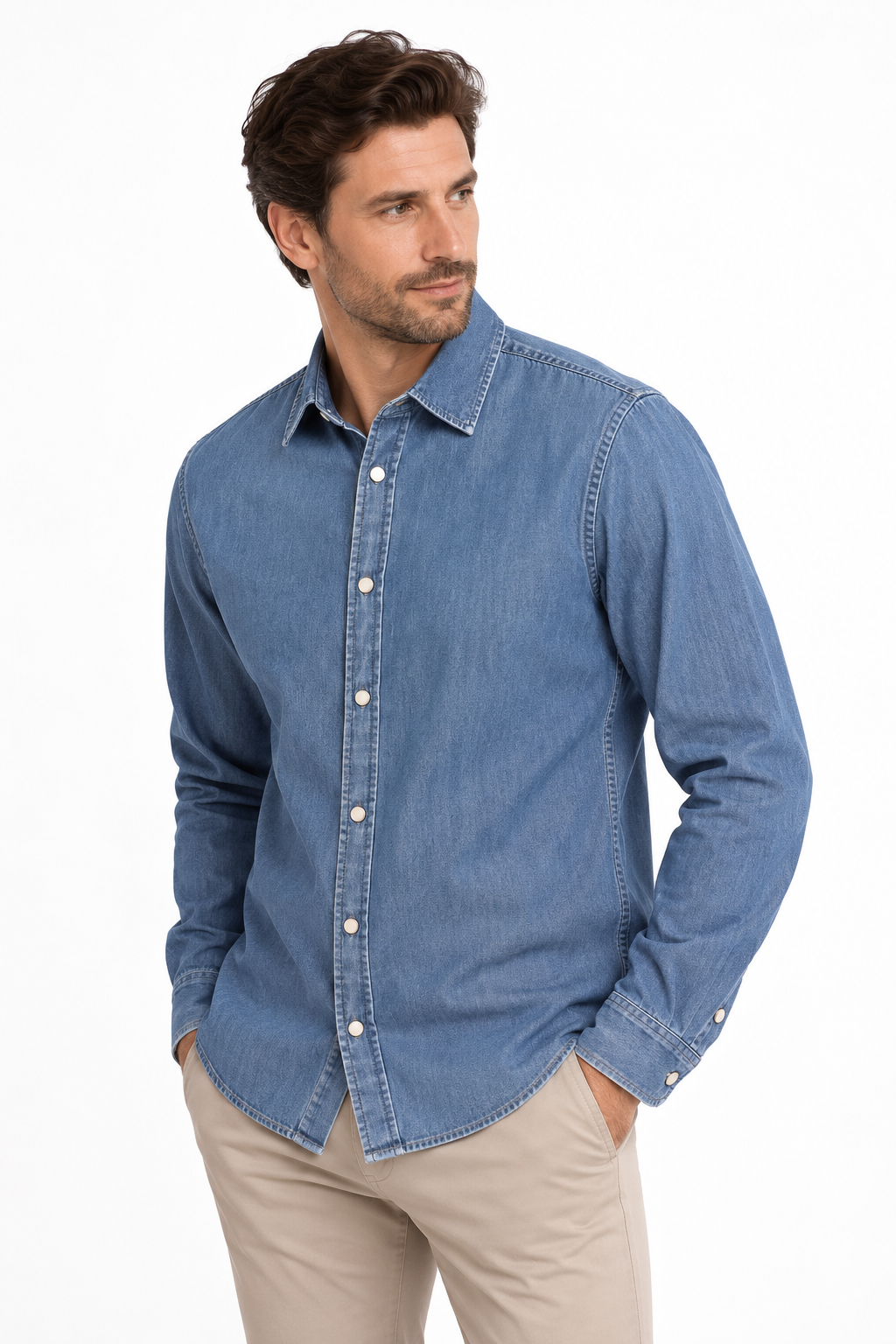 Chemise en denim avec boutons pression