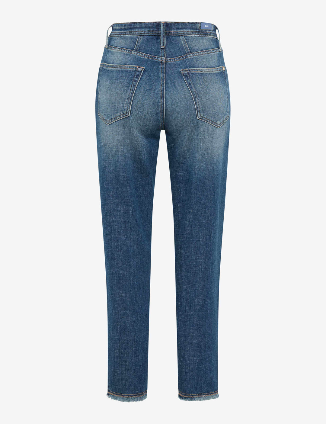 Jeans droit avec bas éffiloché MILEY en denim souple et extensible, vue arrière, coupe classique pour style et confort quotidiens.