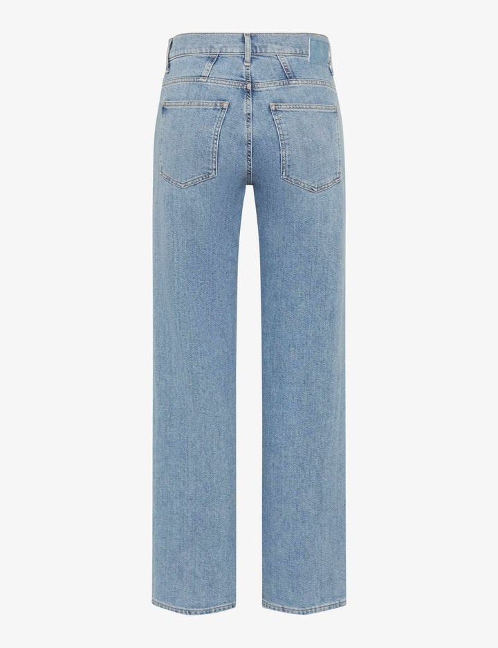 Jeans palazzo Maine, coupe évasée, taille haute, denim léger, look contemporain.