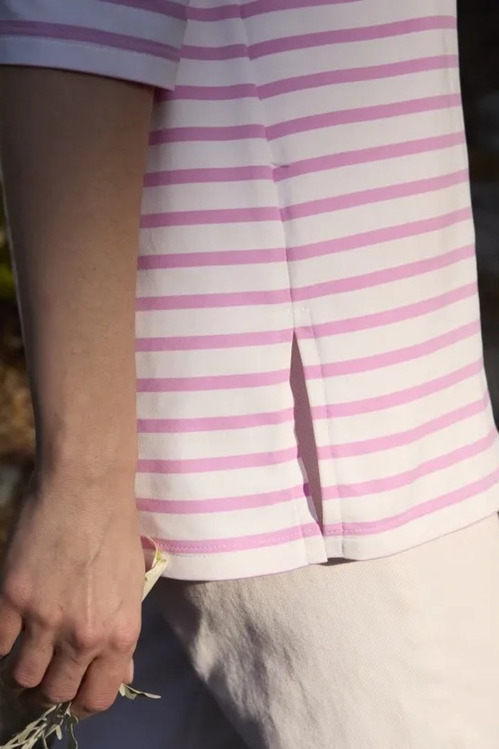 Marinière à col bateau PHARE en tissu rayé doux avec manches trois-quarts, look élégant et confortable pour toute occasion.
