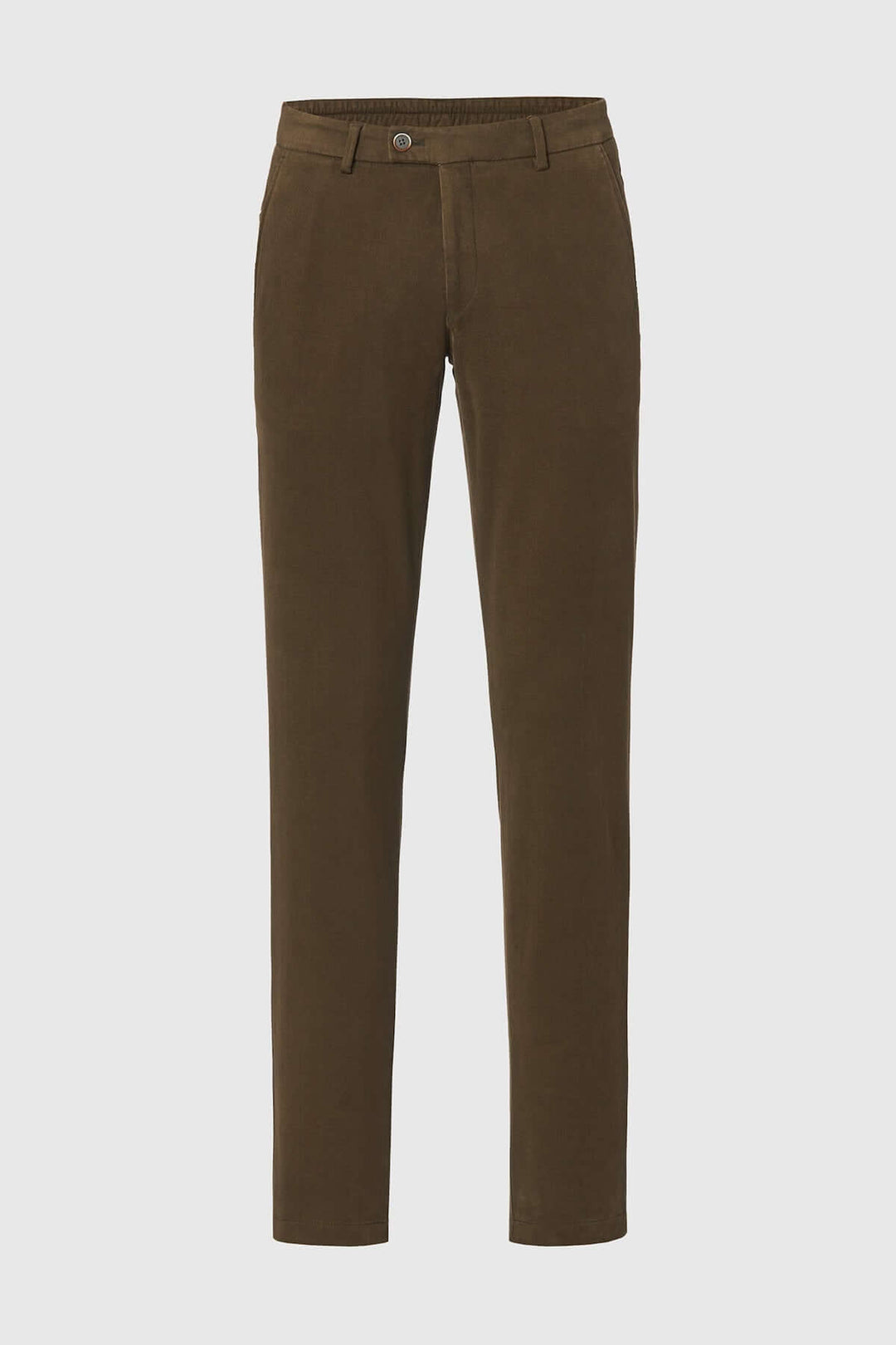 Pantalon Chino Trento en coton sergé doux avec élasthanne, coupe ajustée et ceinture élastiquée pour un confort décontracté.