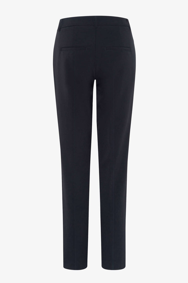 Pantalon chino Maron S pour femmes, vue arrière, coupe fuselée et poches élégantes.