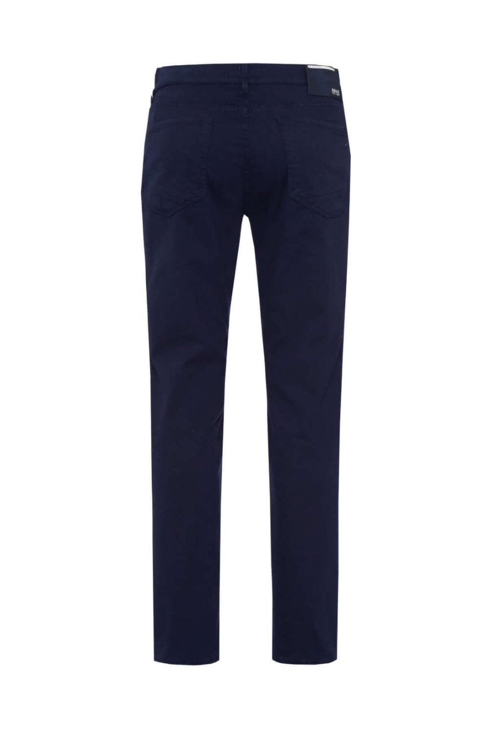 Pantalon décontracté à jambe droite en tissu extensible, vue arrière, taille élastique avec cordon ajustable.