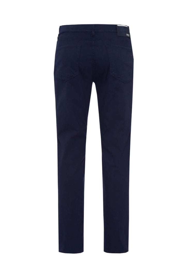 Pantalon décontracté à jambe droite en tissu extensible, vue arrière, taille élastique avec cordon ajustable.