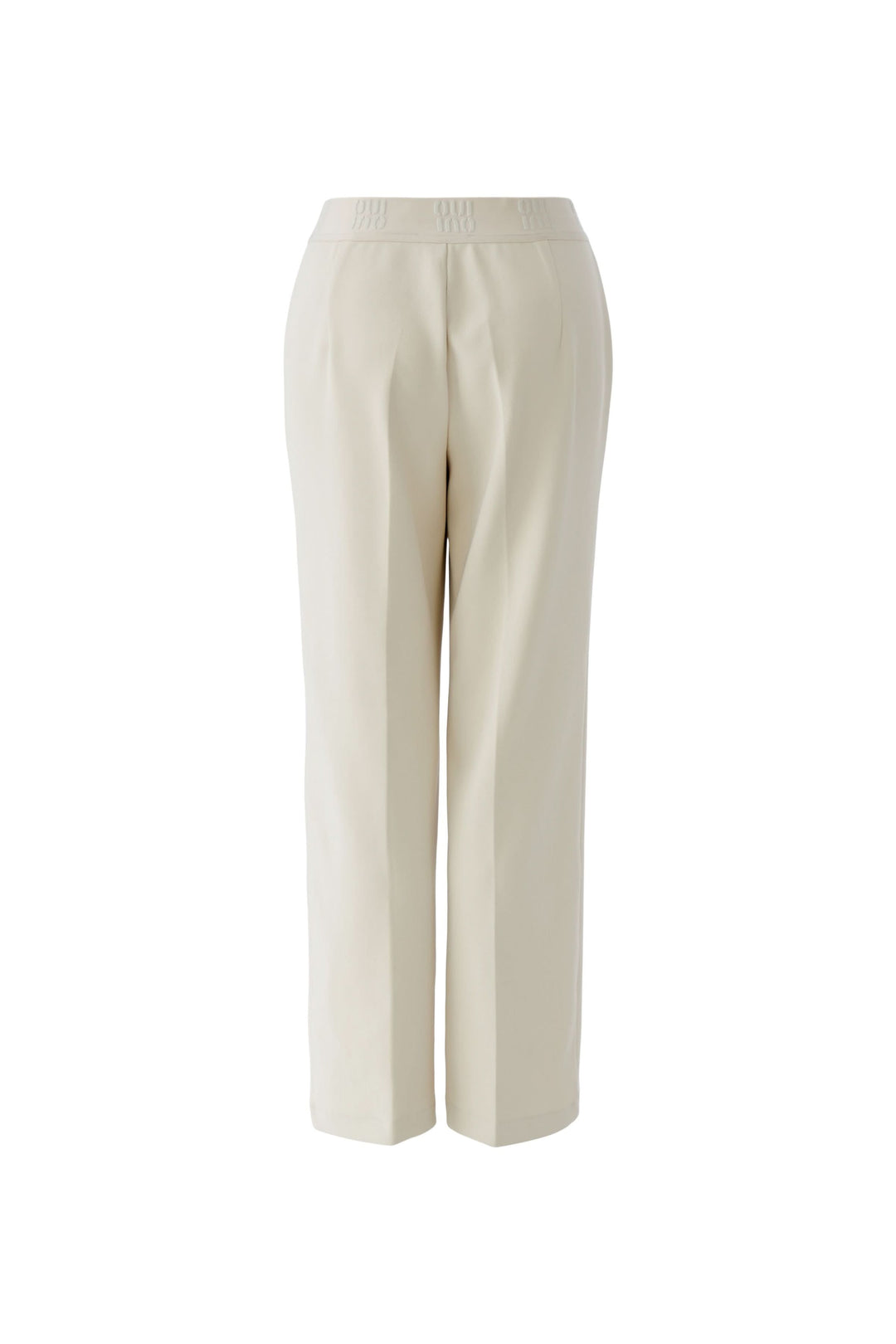 Pantalon droit à taille élastique logo pour une allure élégante avec plis marqués et poches latérales. Confort optimal et contemporain.