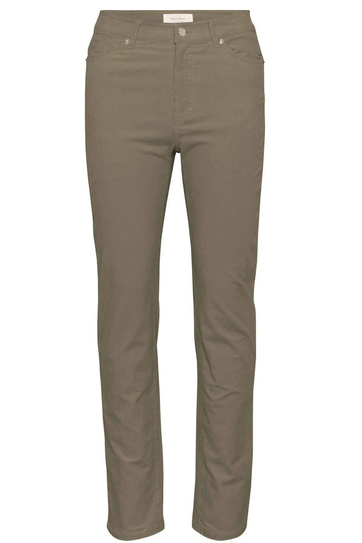 Pantalon en velours côtelé Rana, 5 poches, taille haute et jambe droite en coton extensible.