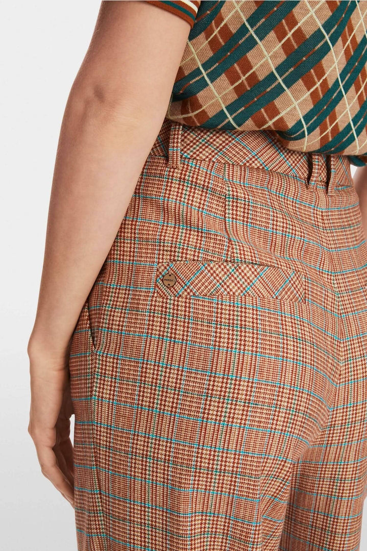 Pantalon à motifs mini pépite avec jambe large, revers et texture en laine, élasthanne et viscose.