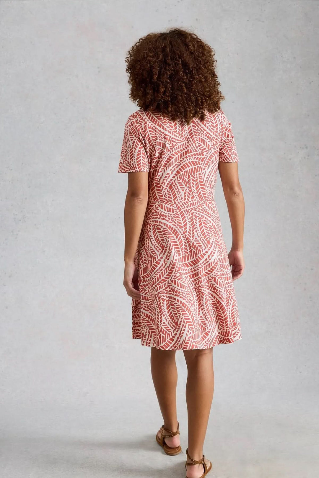 Ria Short Printed Dress with Shirt Collar
