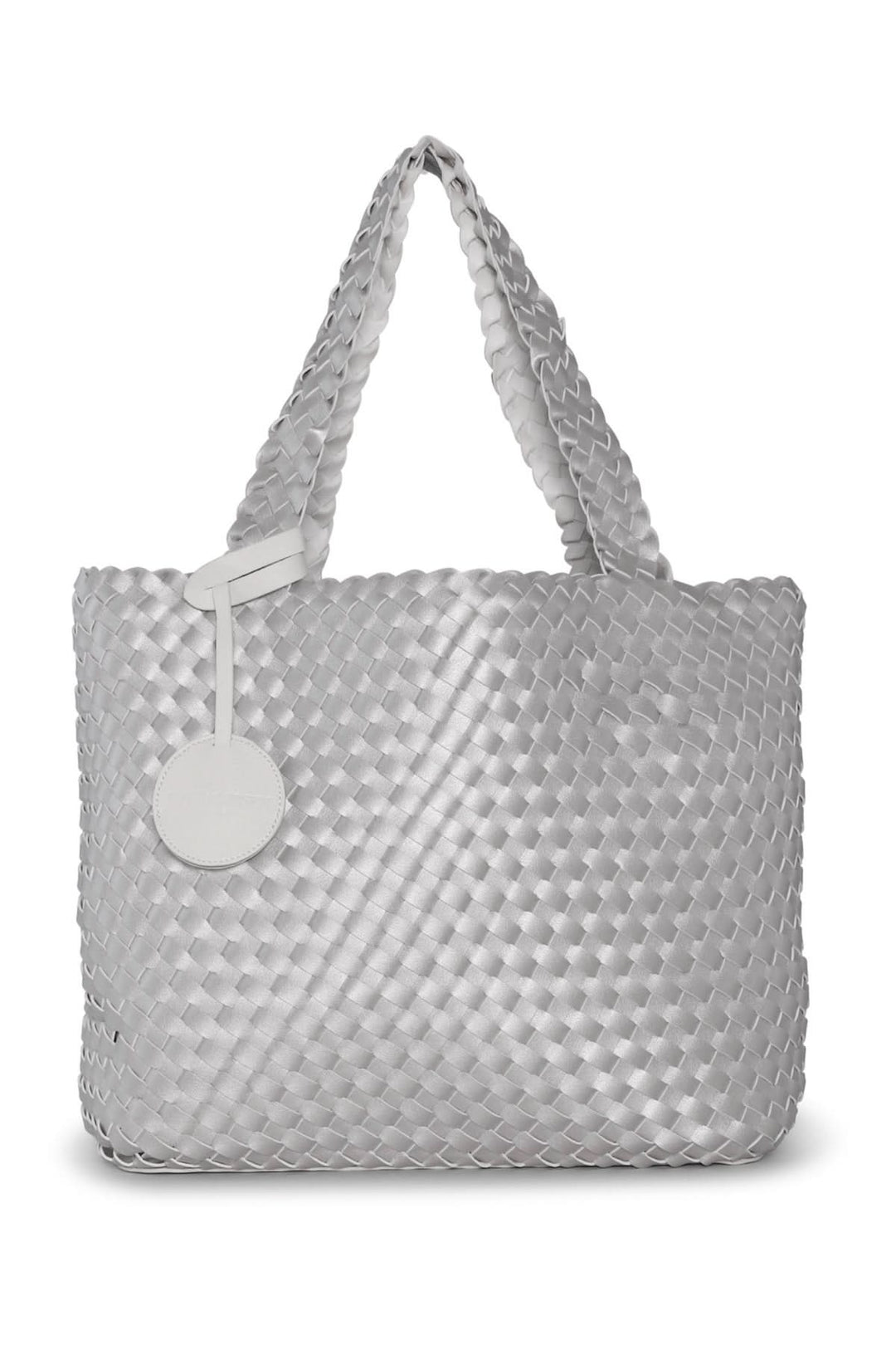 Sac réversible Ilse Jacobsen en design texturé argenté, parfait pour les journées de plage ou de ville.