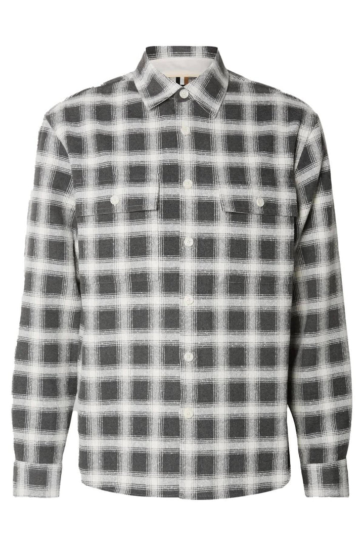 Surchemise à carreaux noir et blanc en flanelle BOSS, idéal pour superposer avec des looks d&