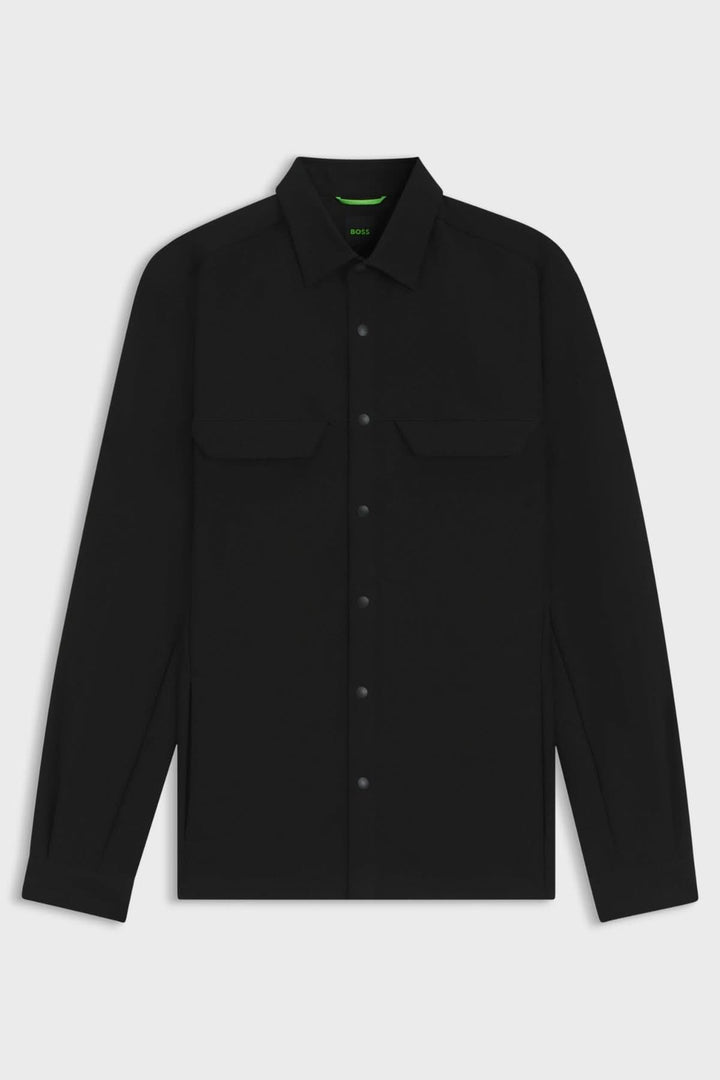 Surchemise décontractée déperlante en gabardine BOSS noire pour un look moderne et fonctionnel, idéale pour les saisons de transition.
