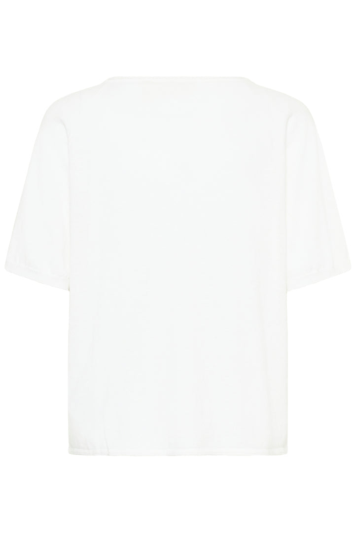 T-shirt Romane, t-shirt blanc décontracté avec encolure en V et manches amples, idéal pour un look quotidien.