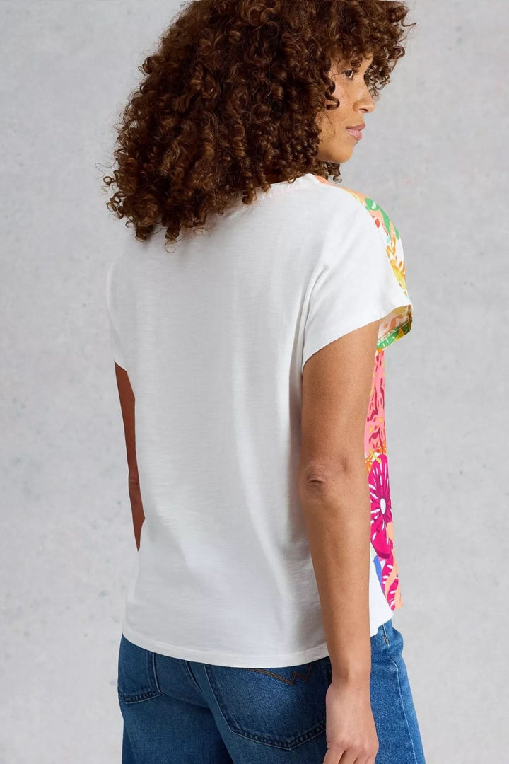 T-shirt with a mixed-fabric print