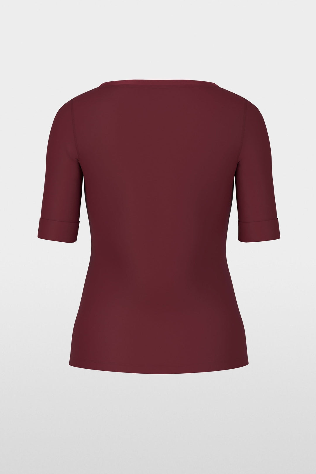 Vue arrière du t-shirt manches courtes avec manches retroussées et encolure ronde, coupe droite classique.