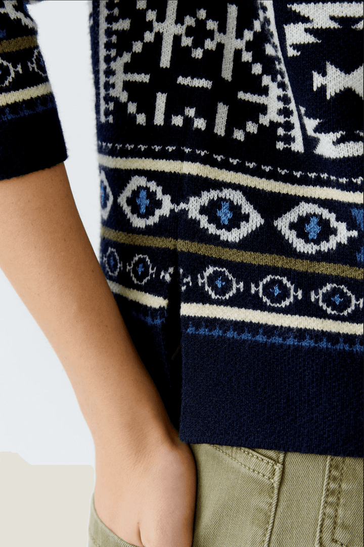 Tricot motif norvégien avec design en jacquard, décontracté et tendance, parfait pour un look cosy d&