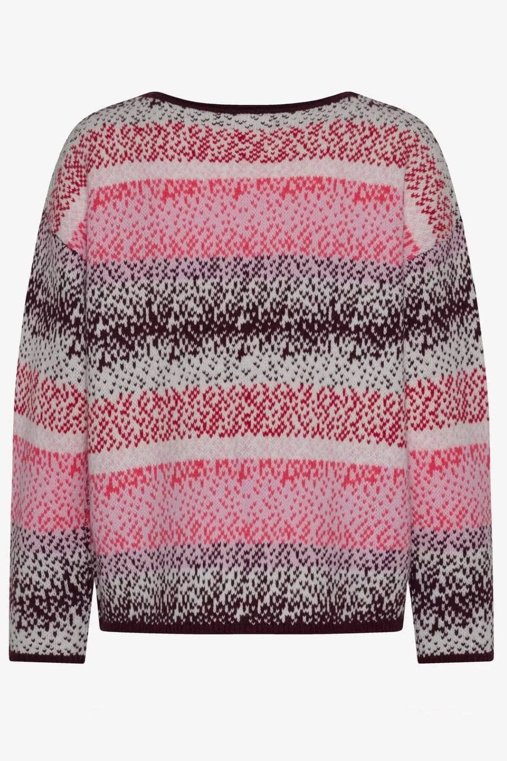 Pull tricot multicolore LIZ avec motif vibrant, idéal pour un look hivernal confortable et élégant.