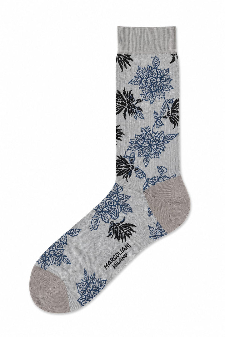 Bas à motif floral Marcoliani pour homme, vue de détail pattern multicolore, style élégant - Valérie Simon