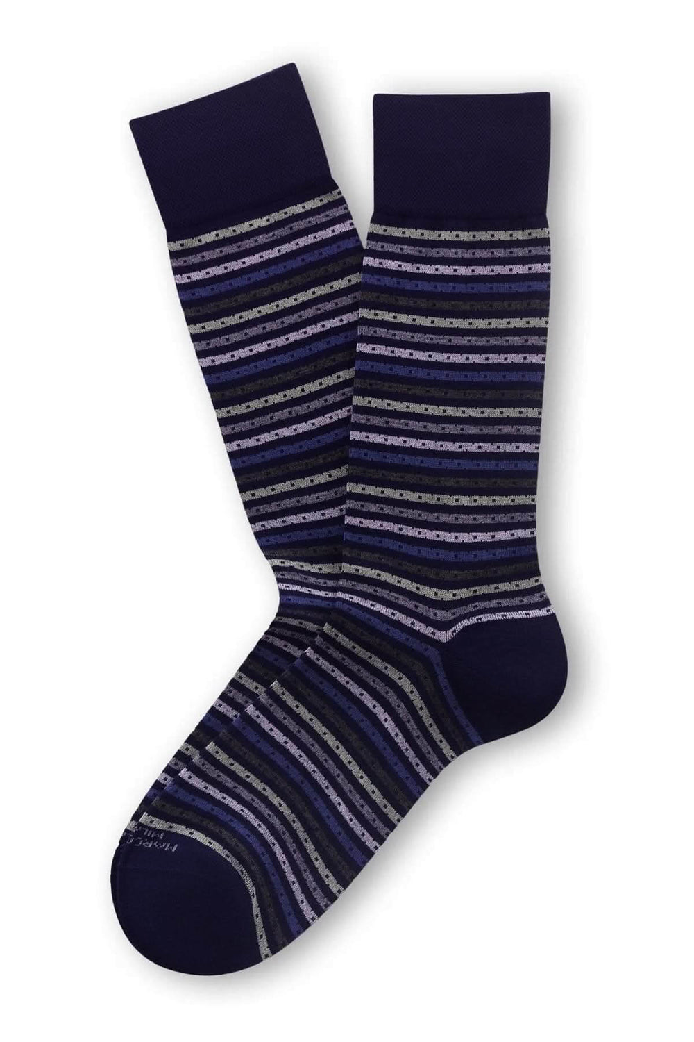 Bas à rayures multicolores mi-mollet en maille douce pour un style moderne et confortable, parfaits pour toutes les tenues.