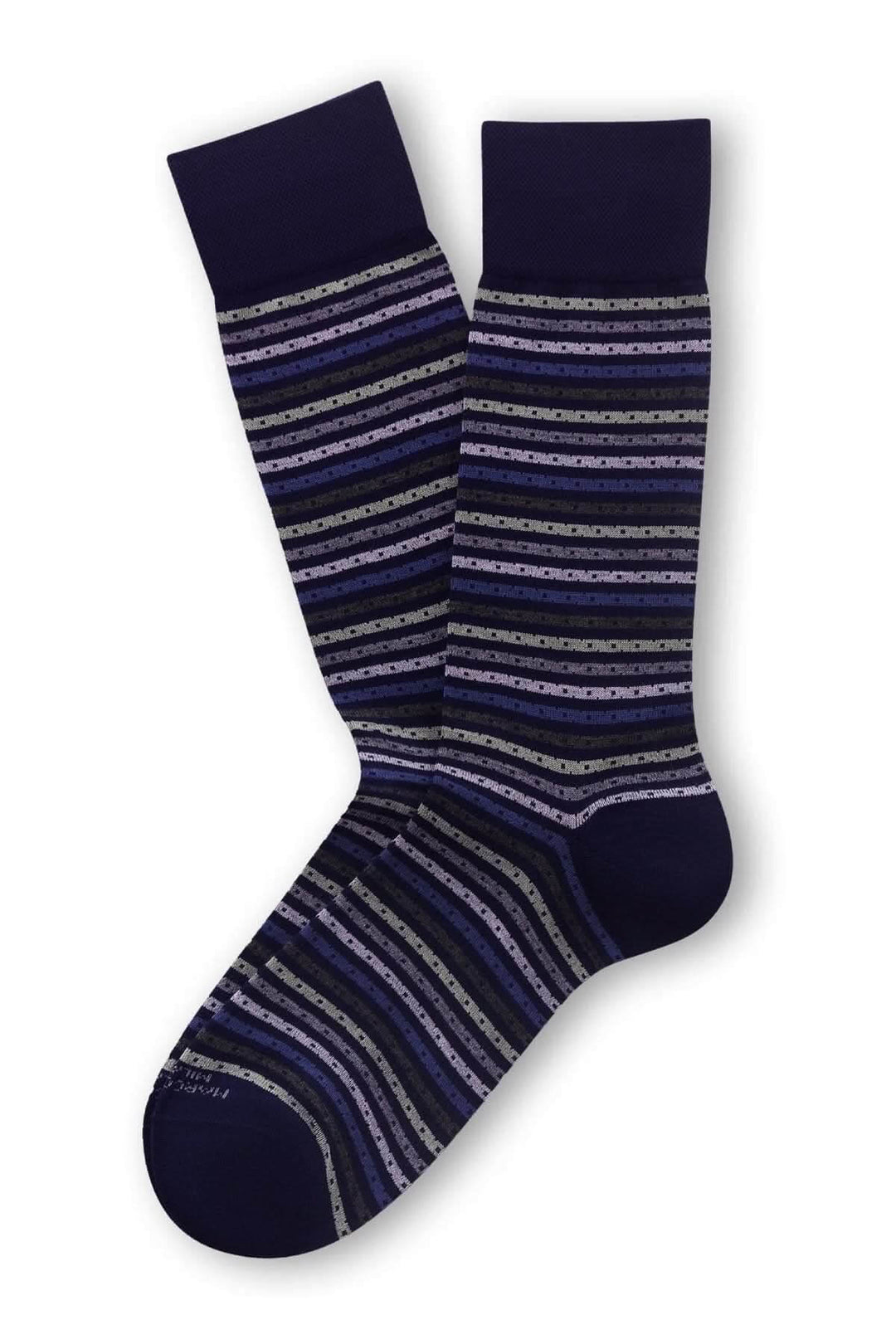 Bas à rayures multicolores mi-mollet en maille douce pour un style moderne et confortable, parfaits pour toutes les tenues.