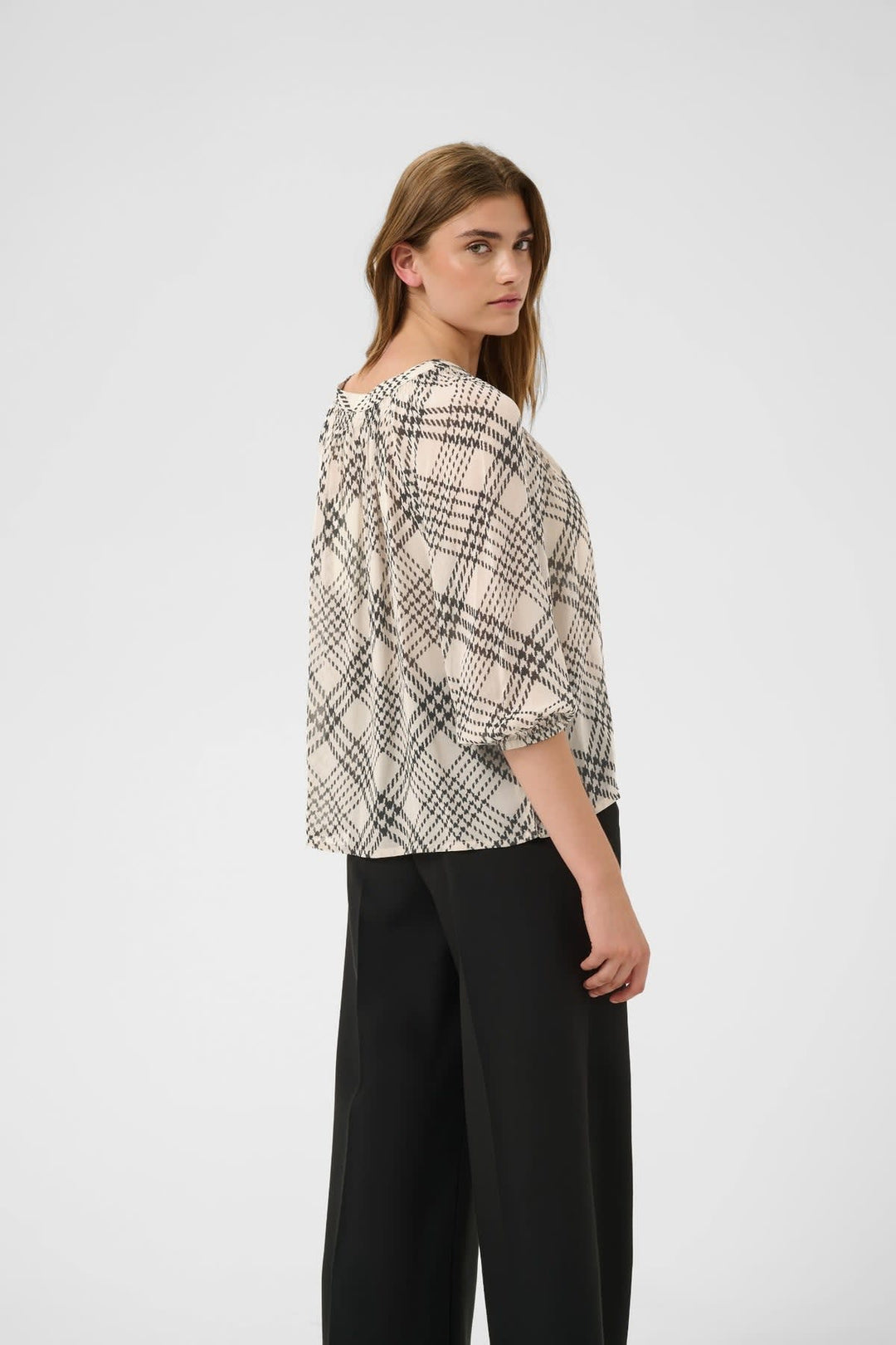 Front view of the fluid patterned Catin blouse Part Two for women with colourful prints - Valérie Simon