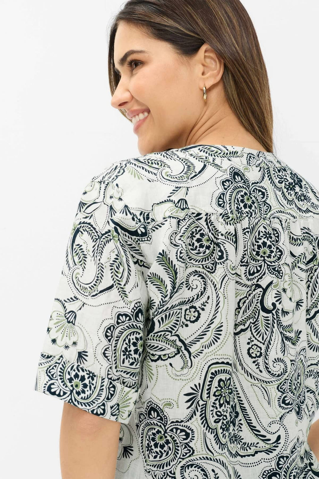 Front view of the Brax multicolored floral-print blouse for women - Valérie Simon