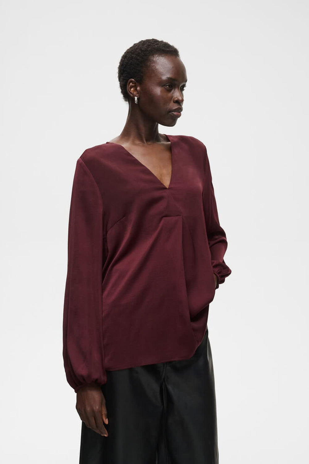 Women's Rinda satin V-neck blouse by Inwear