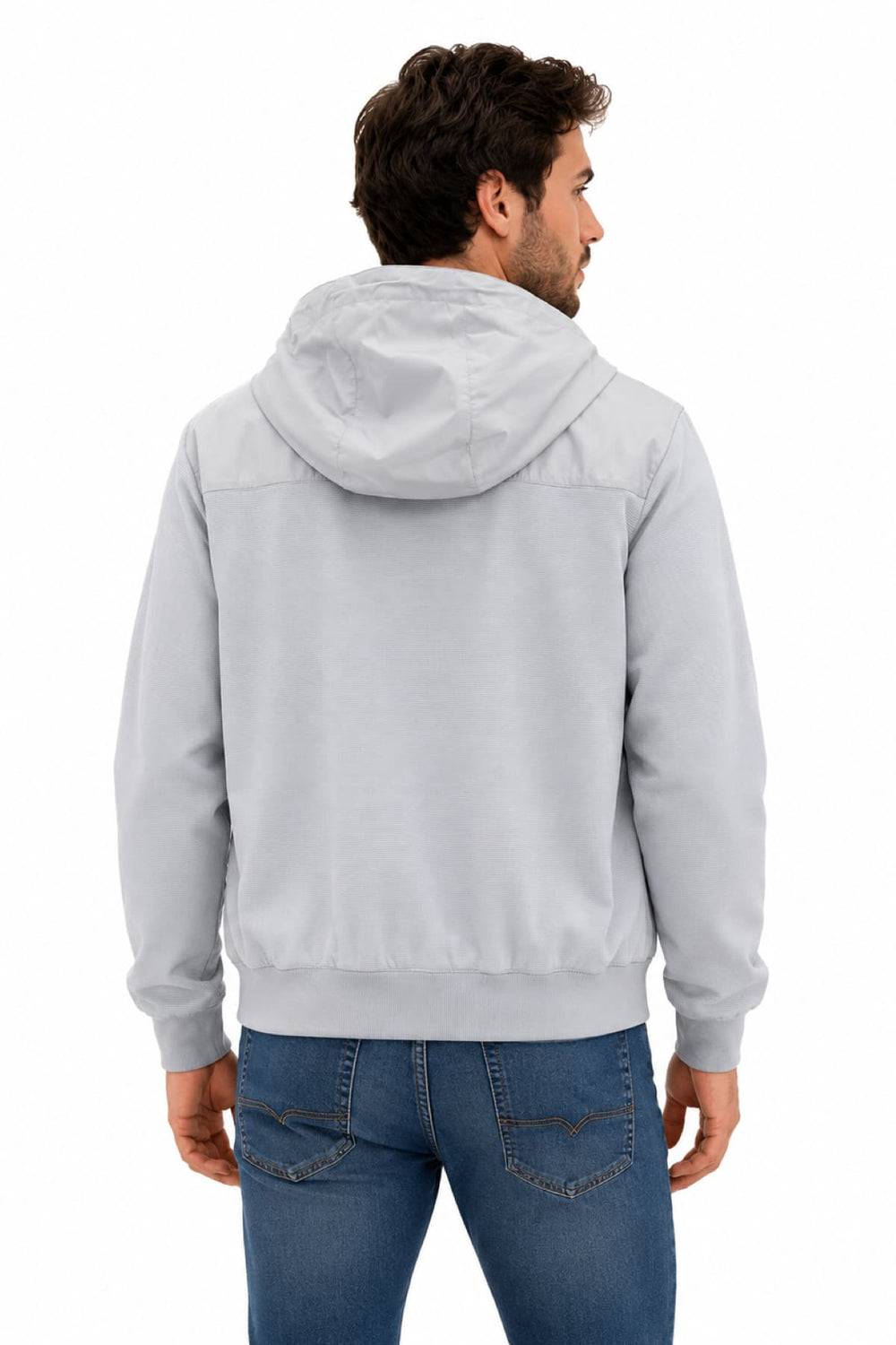 Side view of a blue hooded jacket Paul & Shark for men with zippered details - Valérie Simon