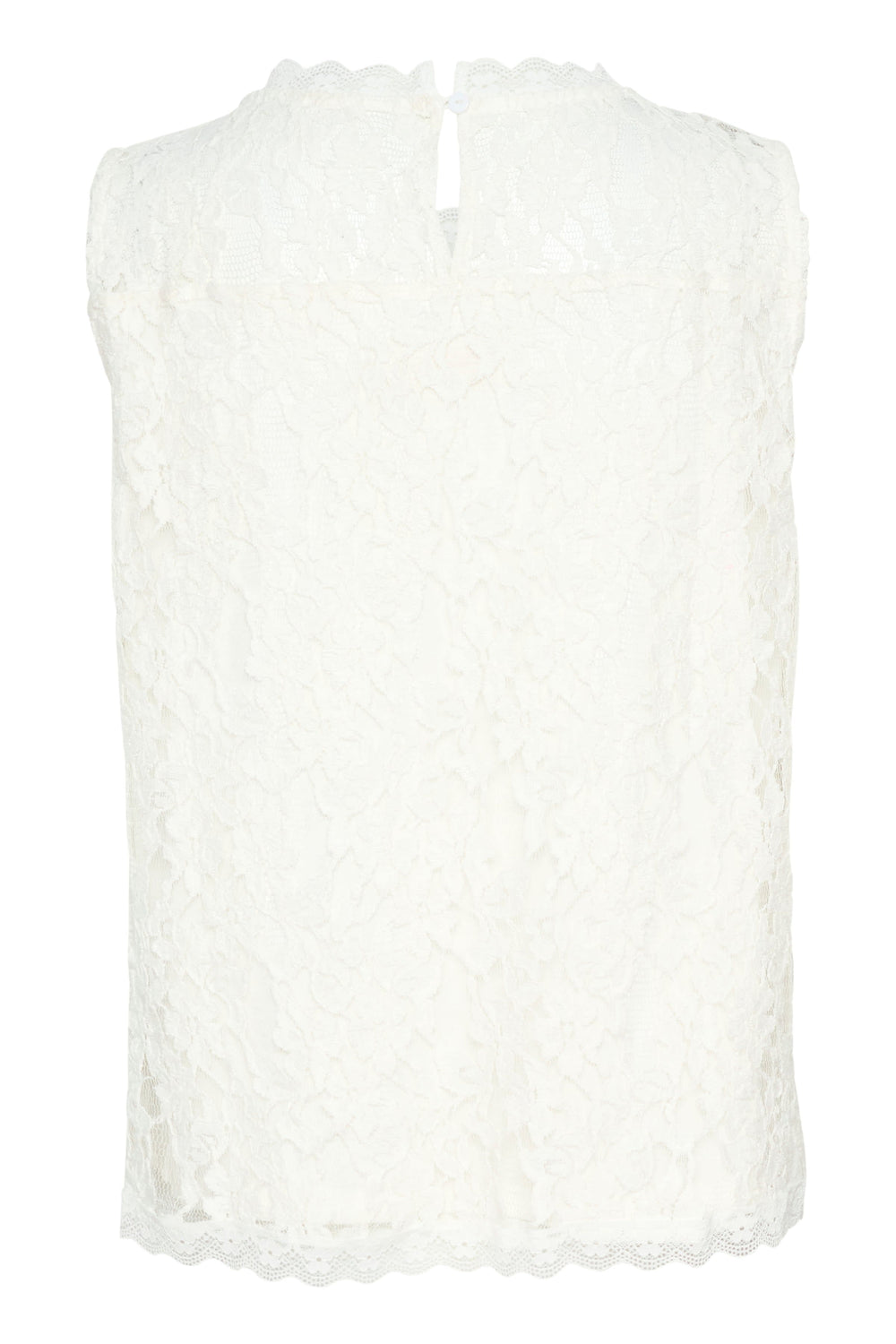 Vue de dos camisole Cream en dentelle florale blanche, bretelles fines - Valérie Simon