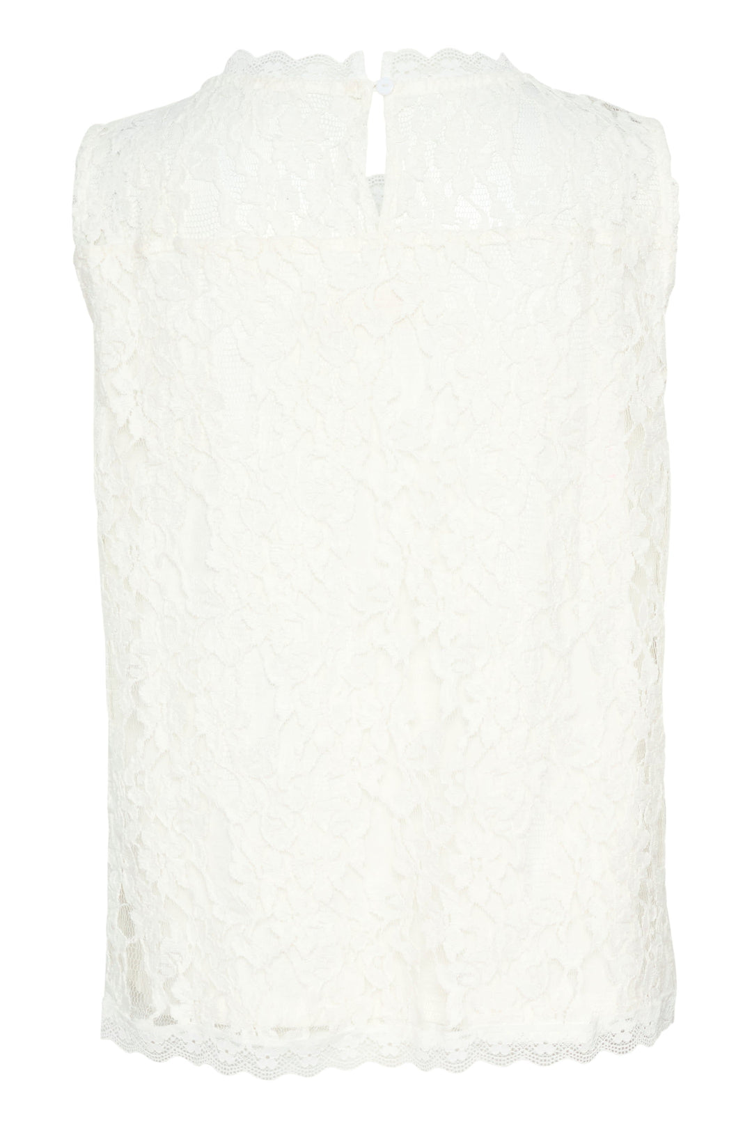 Vue de dos camisole Cream en dentelle florale blanche, bretelles fines - Valérie Simon
