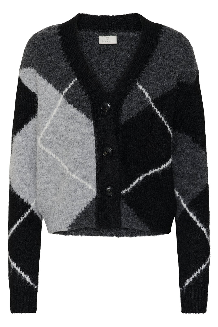 Cardigan Grith à motif losanges vue de face pour femme Kaffe