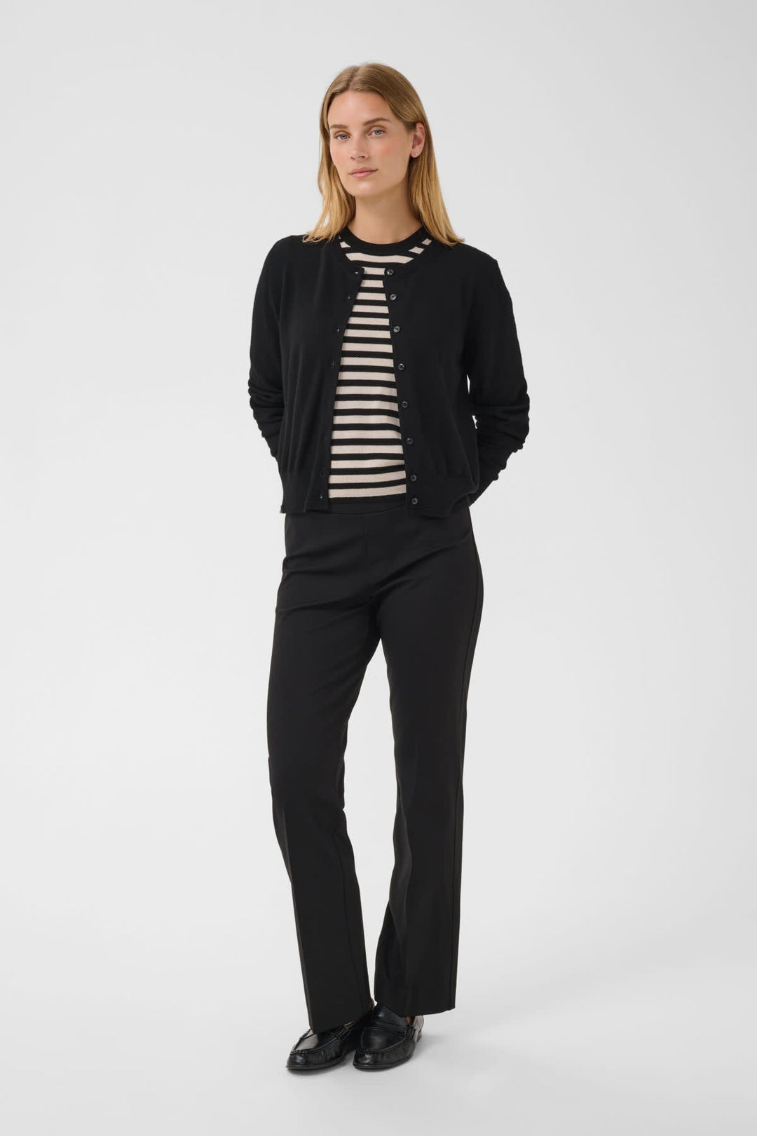 View worn in Noelani wool cardigan Part Two for beige women with visible buttons - Valérie Simon