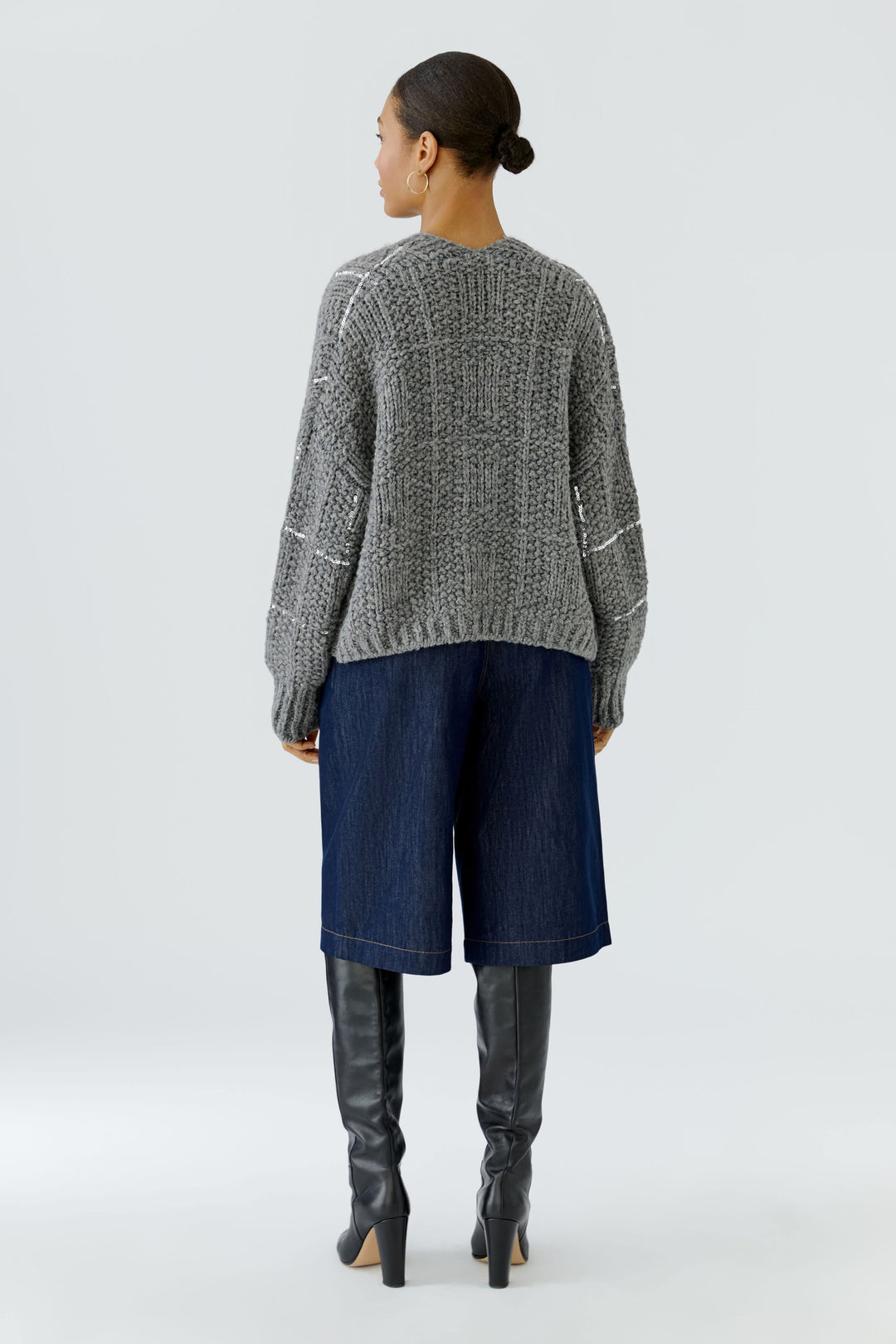 Cardigan en tricot à sequins pour femme Oui