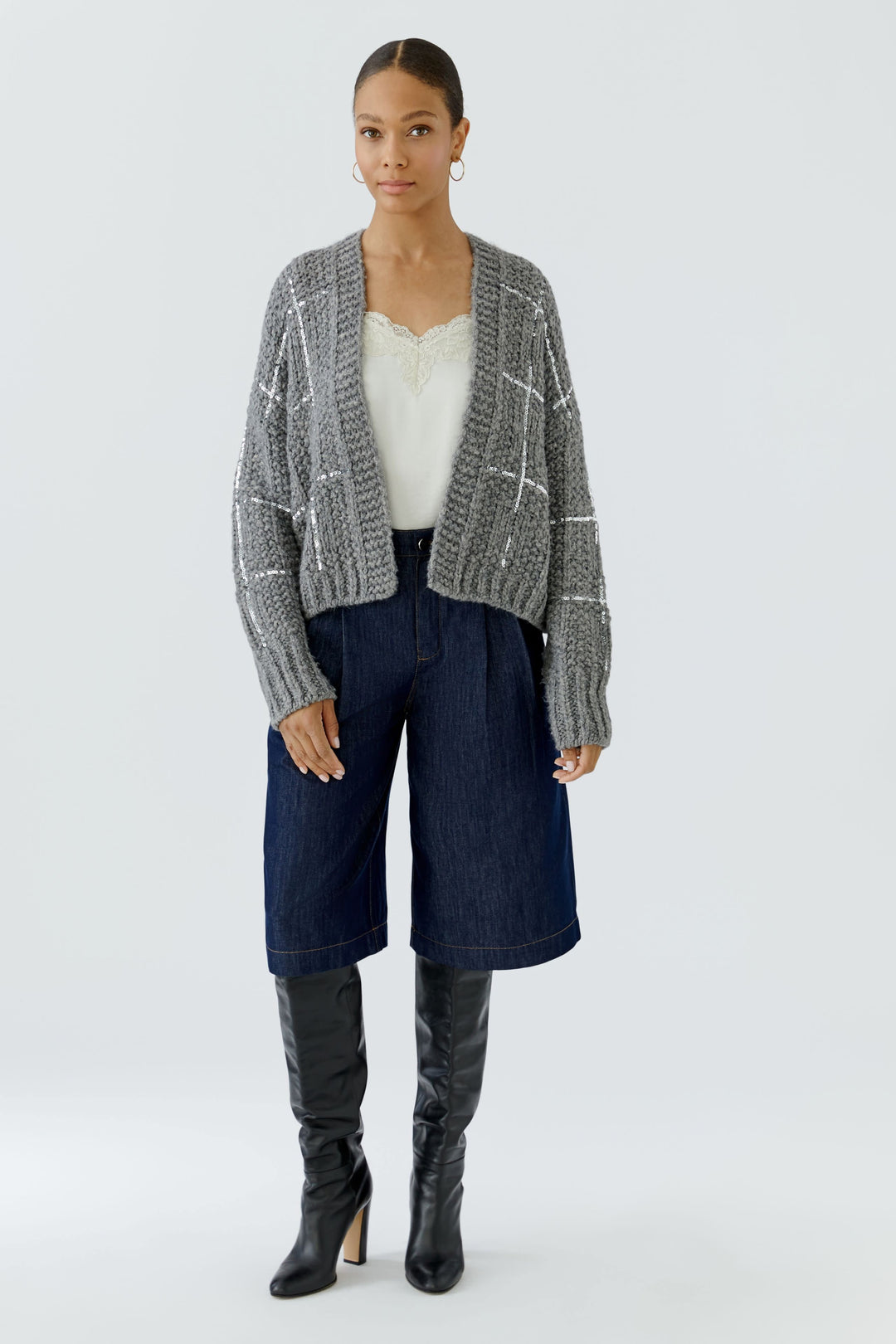 Cardigan en tricot à sequins pour femme Oui
